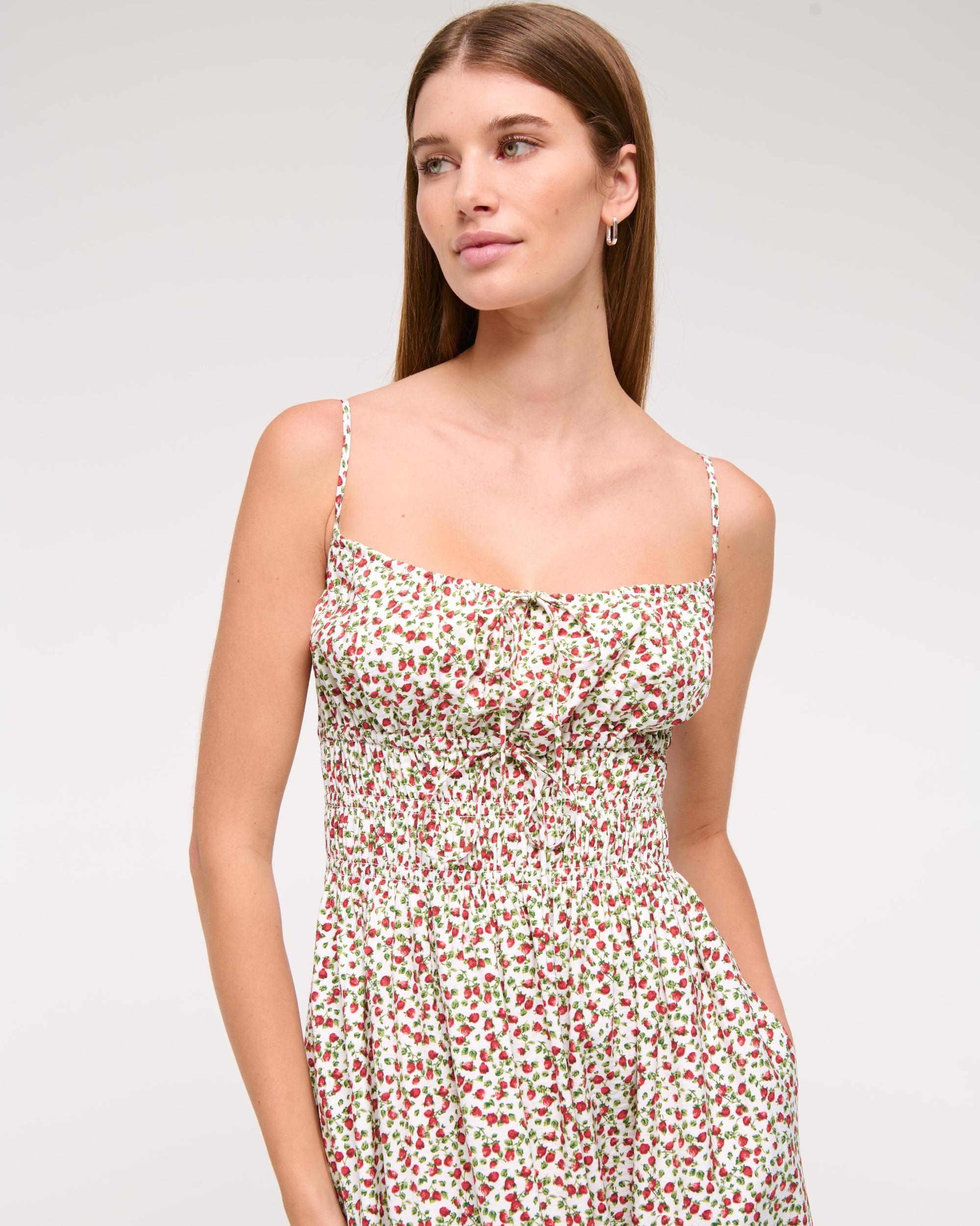 Smocked Tie-Front Maxi Dress Product Image