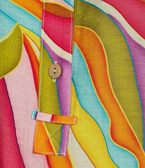 Tru Luxe Jeans Abstract Print Short Sleeve Button Front Top Product Image