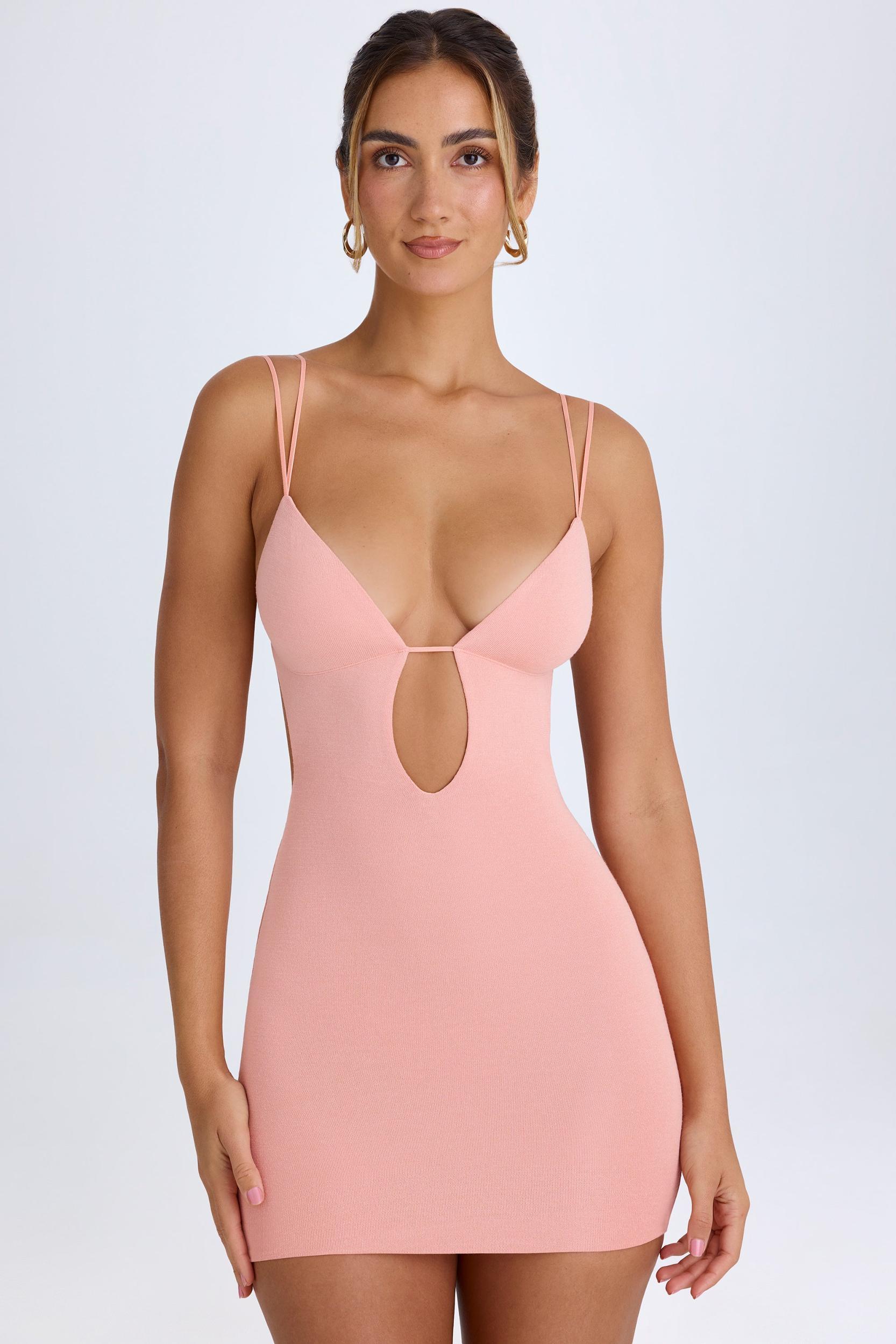 Cut-Out Open-Back Mini Dress in Apricot Pink Product Image