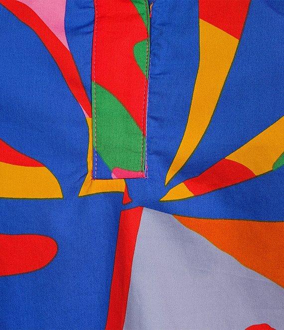 Sugarlips Plus Tropical Floral/Abstract Print Short Puff Sleeve Blouse Product Image