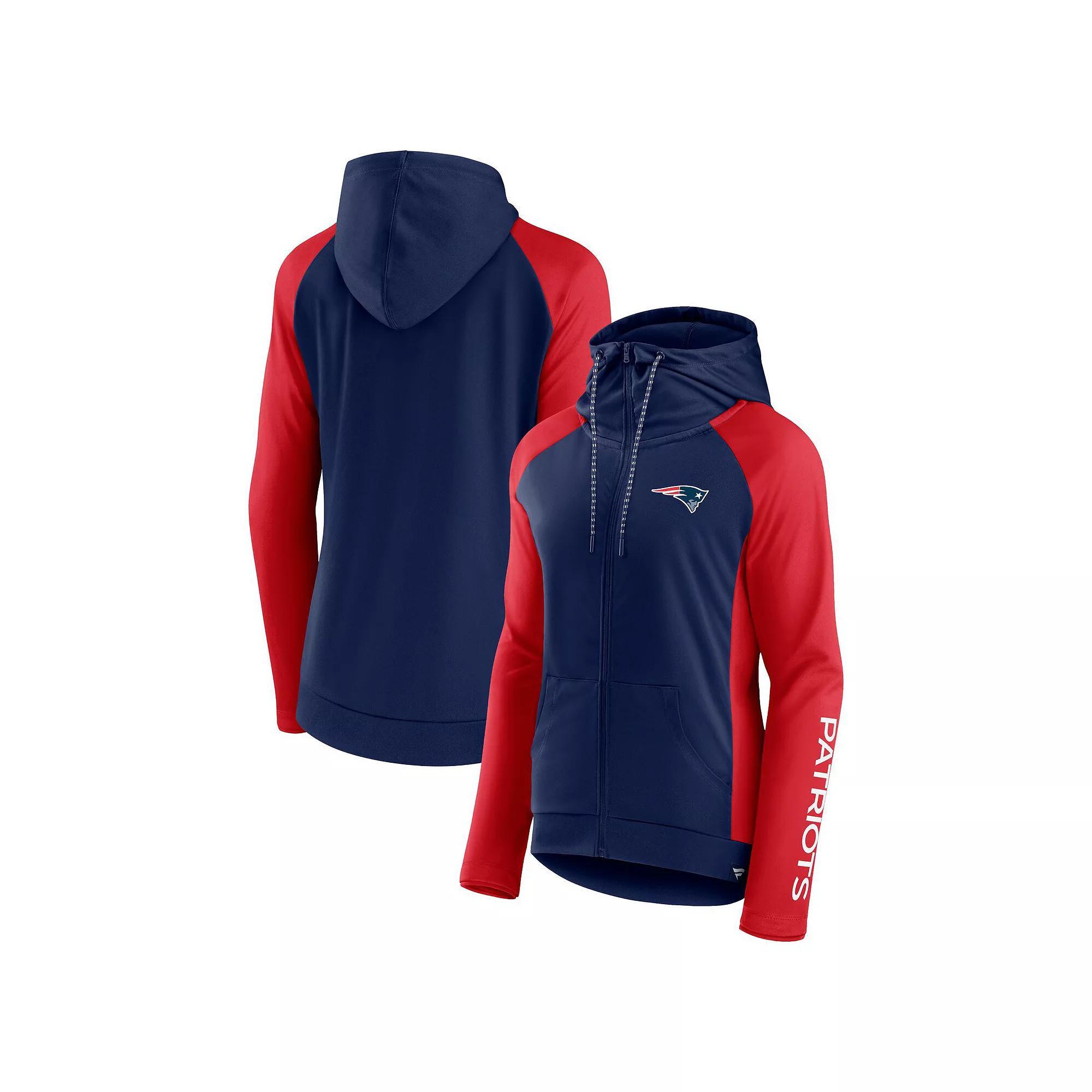 Women's Fanatics Branded Navy/Red New England Patriots End Around Lightweight Raglan Full-Zip Hoodie Jacket, Size: Large, Blue Product Image