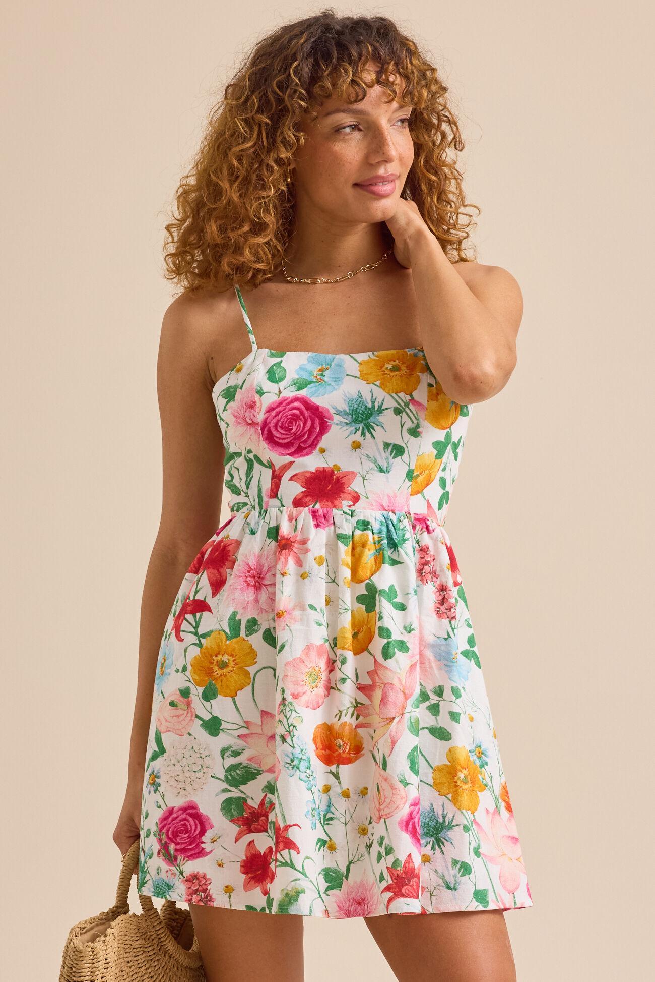 Rosette Floral Mini Dress Product Image