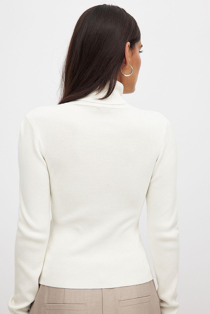 Long Sleeve Turtleneck Ribbed Knitted Top Product Image