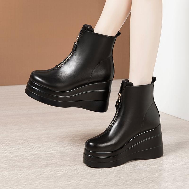 Platform Wedge Zip Short Boots Product Image