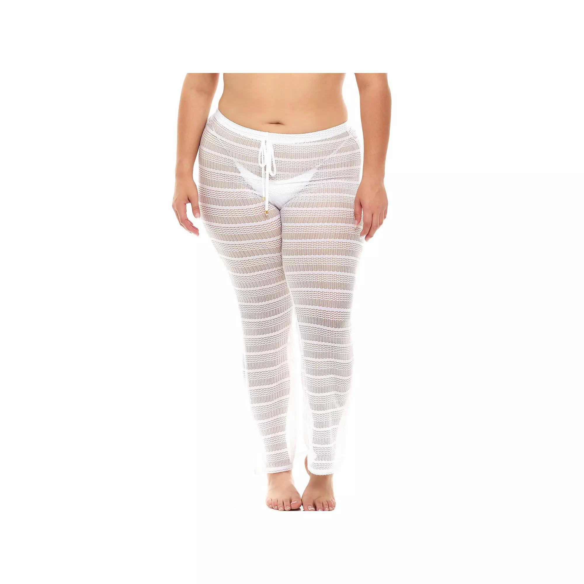 Plus Size Jordan Taylor Sheer Swim Cover-Up Herringbone Pants, Women's, Size: 1XL, White Product Image