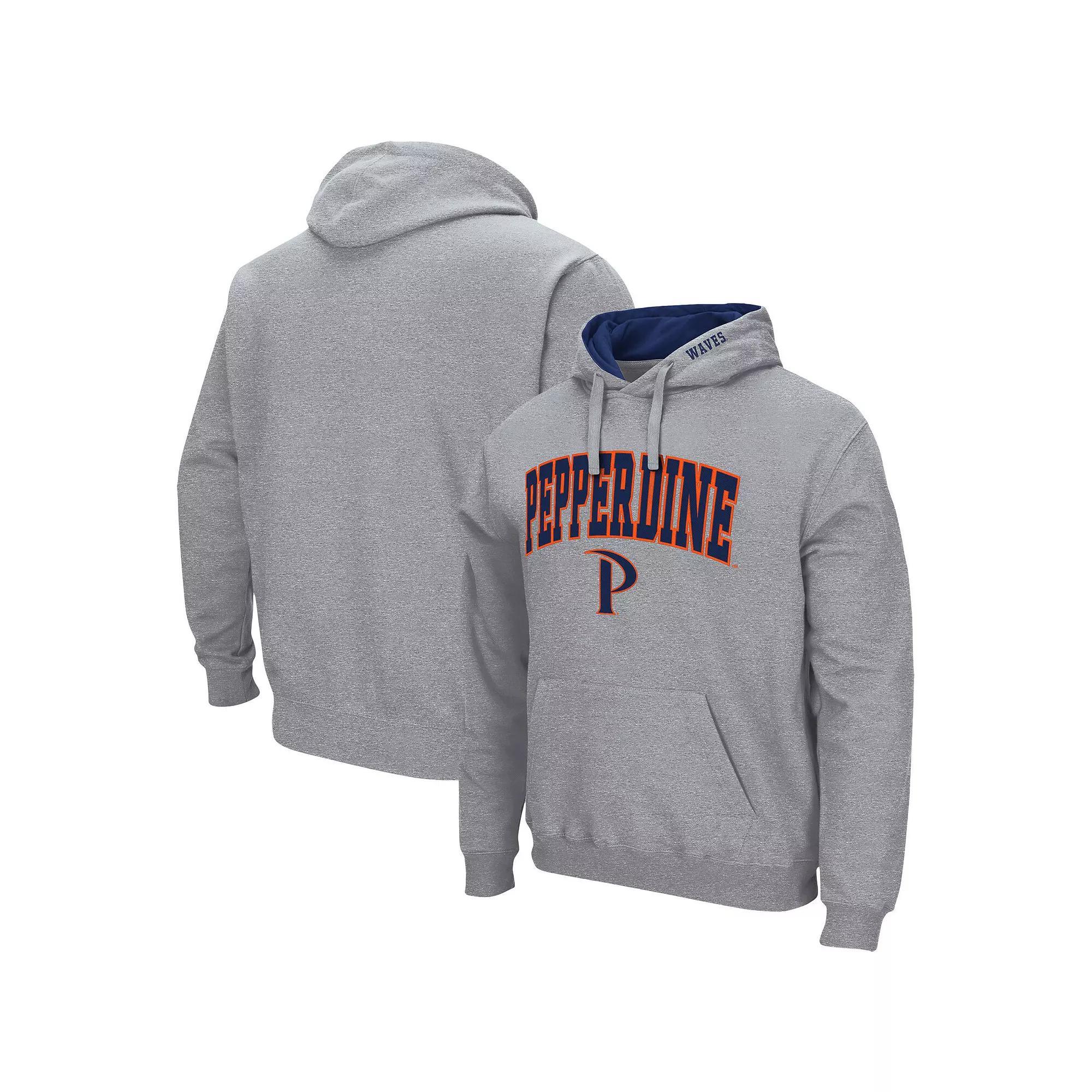 Men's Colosseum Heathered Gray Pepperdine Waves Arch and Logo Pullover Hoodie,  Product Image