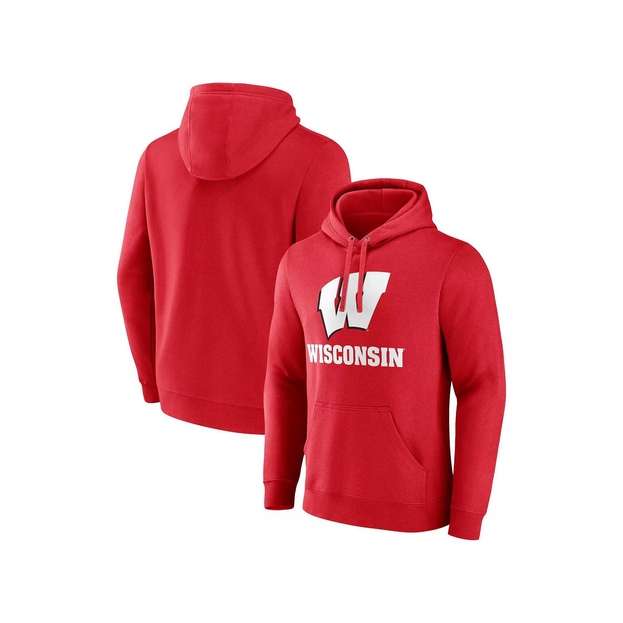 Men's Fanatics Red Wisconsin Badgers Team Lockup Pullover Hoodie,  Product Image