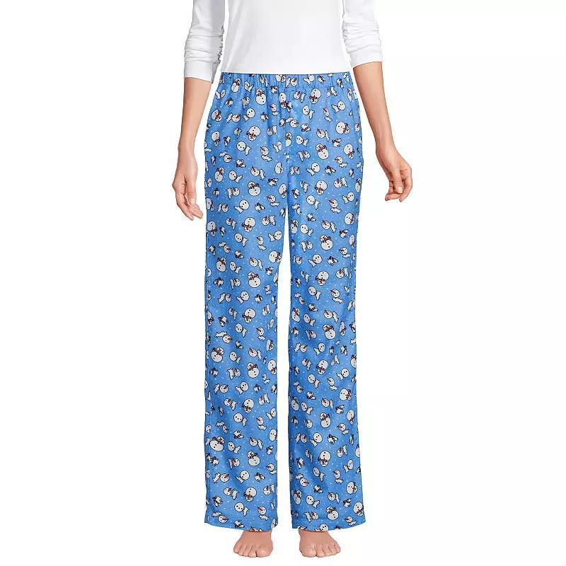 Petite Lands End Womens Flannel Pajama Pants Deep Blue Pups Product Image