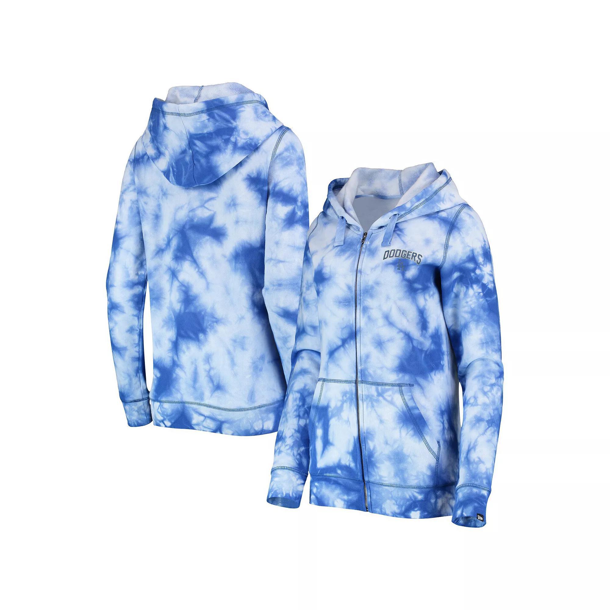 Women's New Era Royal Los Angeles Dodgers Tie-Dye Full-Zip Hoodie, Size: Small, Blue Product Image