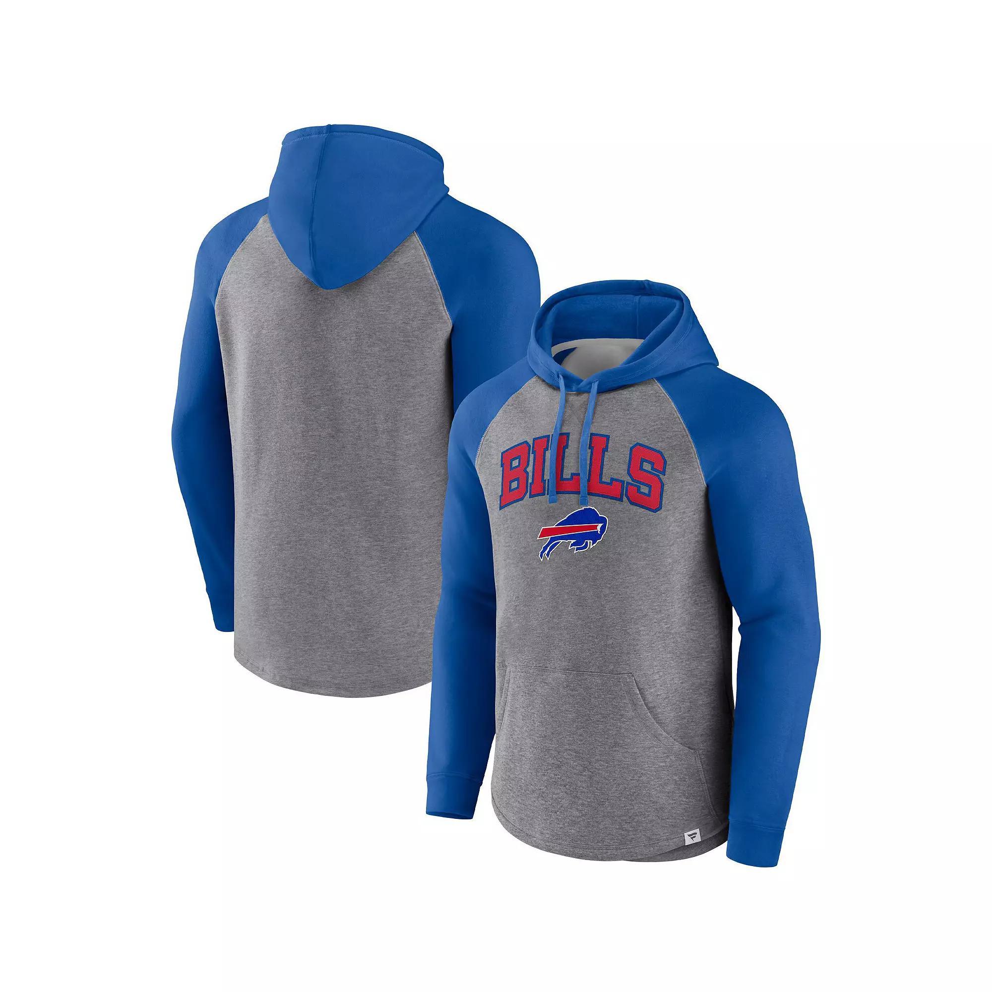 Mens Fanatics Branded Heathered Gray/Royal Buffalo Bills By Design Raglan Pullover Hoodie Product Image