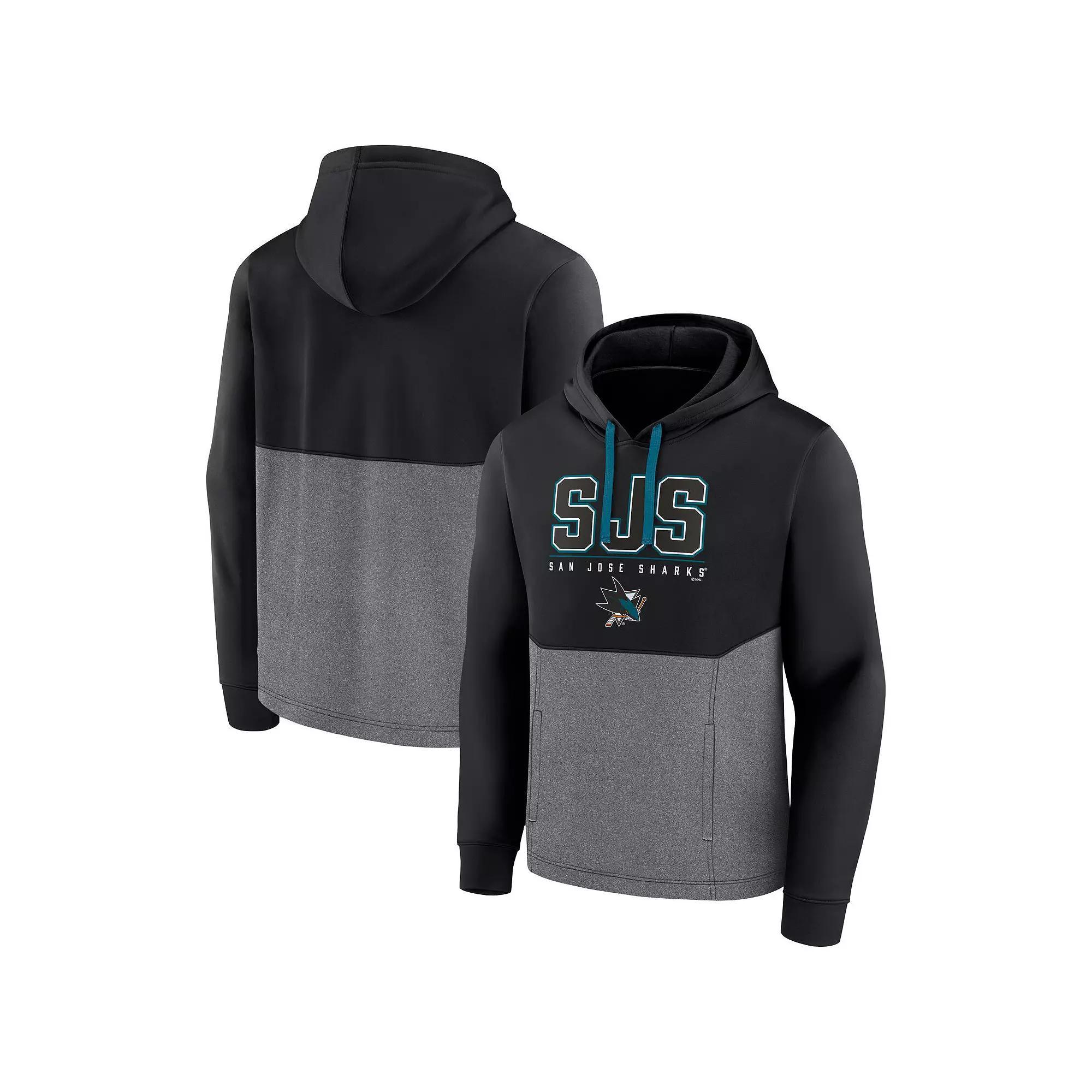 Men's Fanatics Branded Black San Jose Sharks Successful Tri-Blend Pullover Hoodie,  Product Image