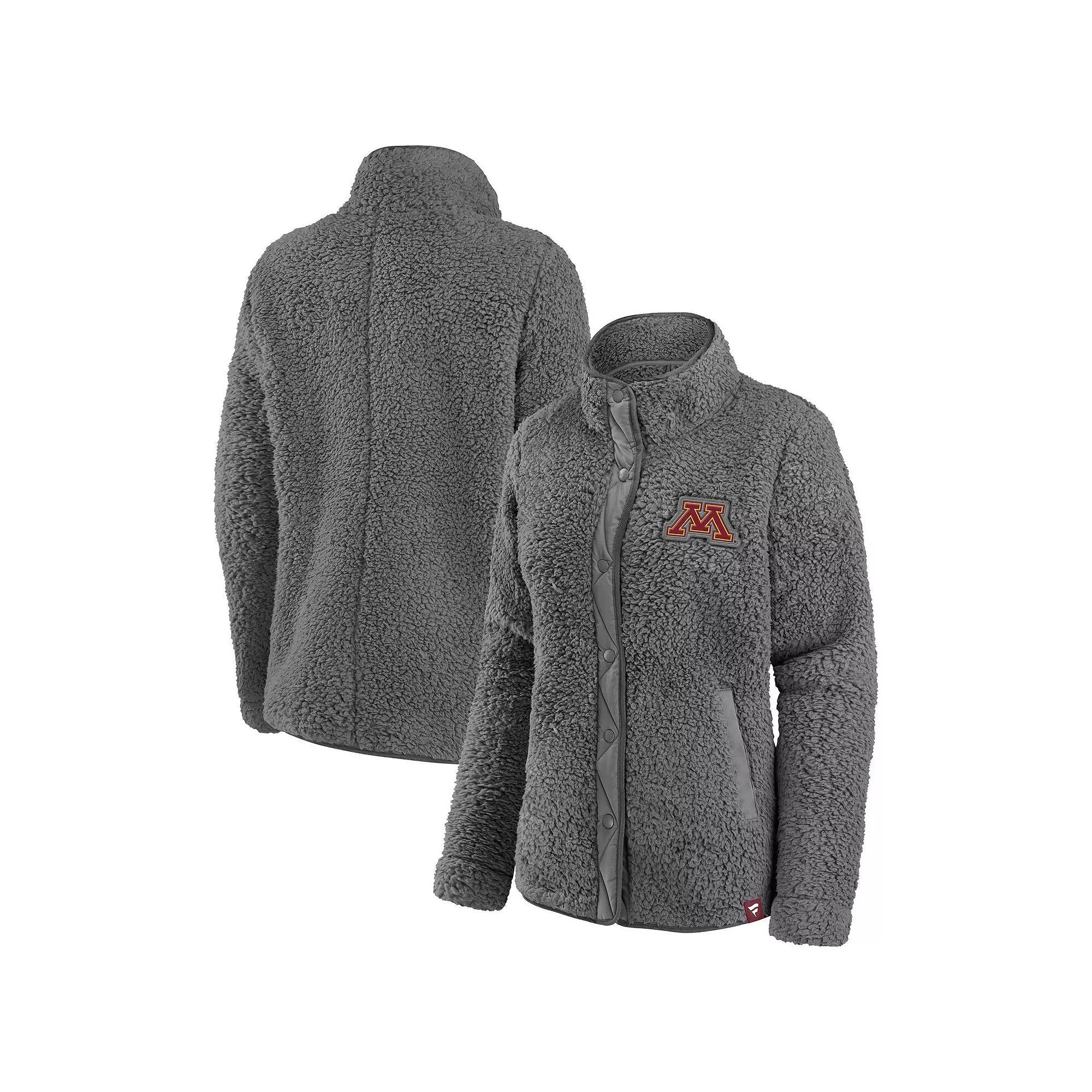 Women's Fanatics  Gray Minnesota Golden Gophers Wheelhouse Iconic Sherpa Full-Snap Jacket, Size: Medium, Grey Product Image