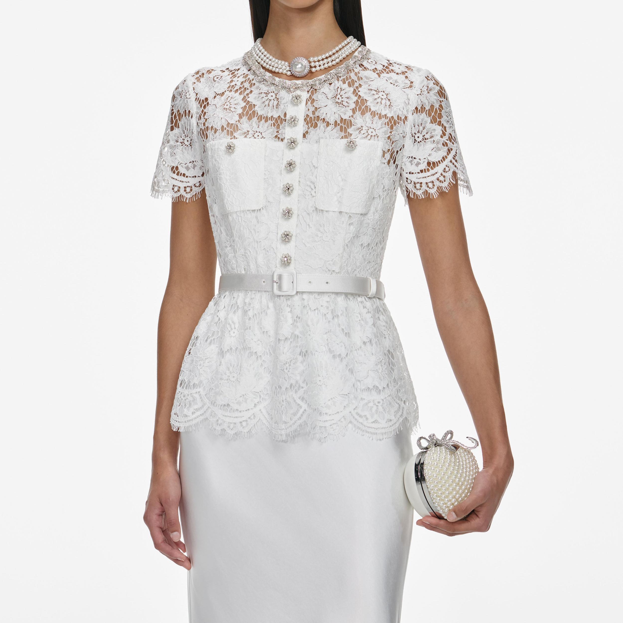 White Lace Satin Maxi Dress Product Image