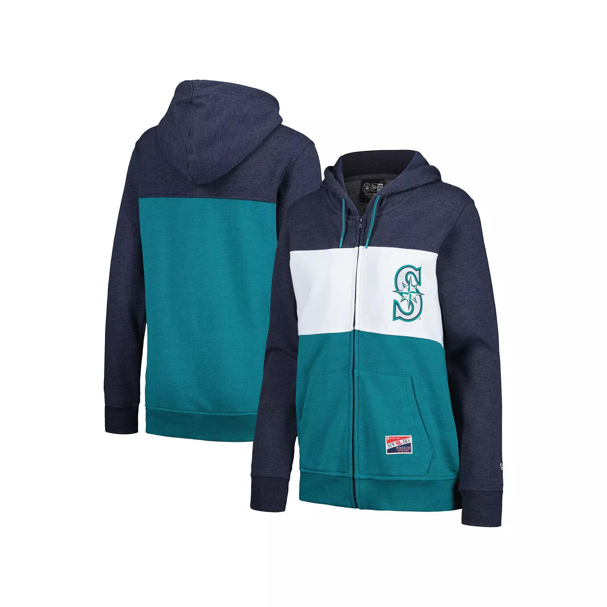 Women's New Era Navy Seattle Mariners Color Block Full-Zip Hoodie Jacket, Size: Medium, Blue Product Image