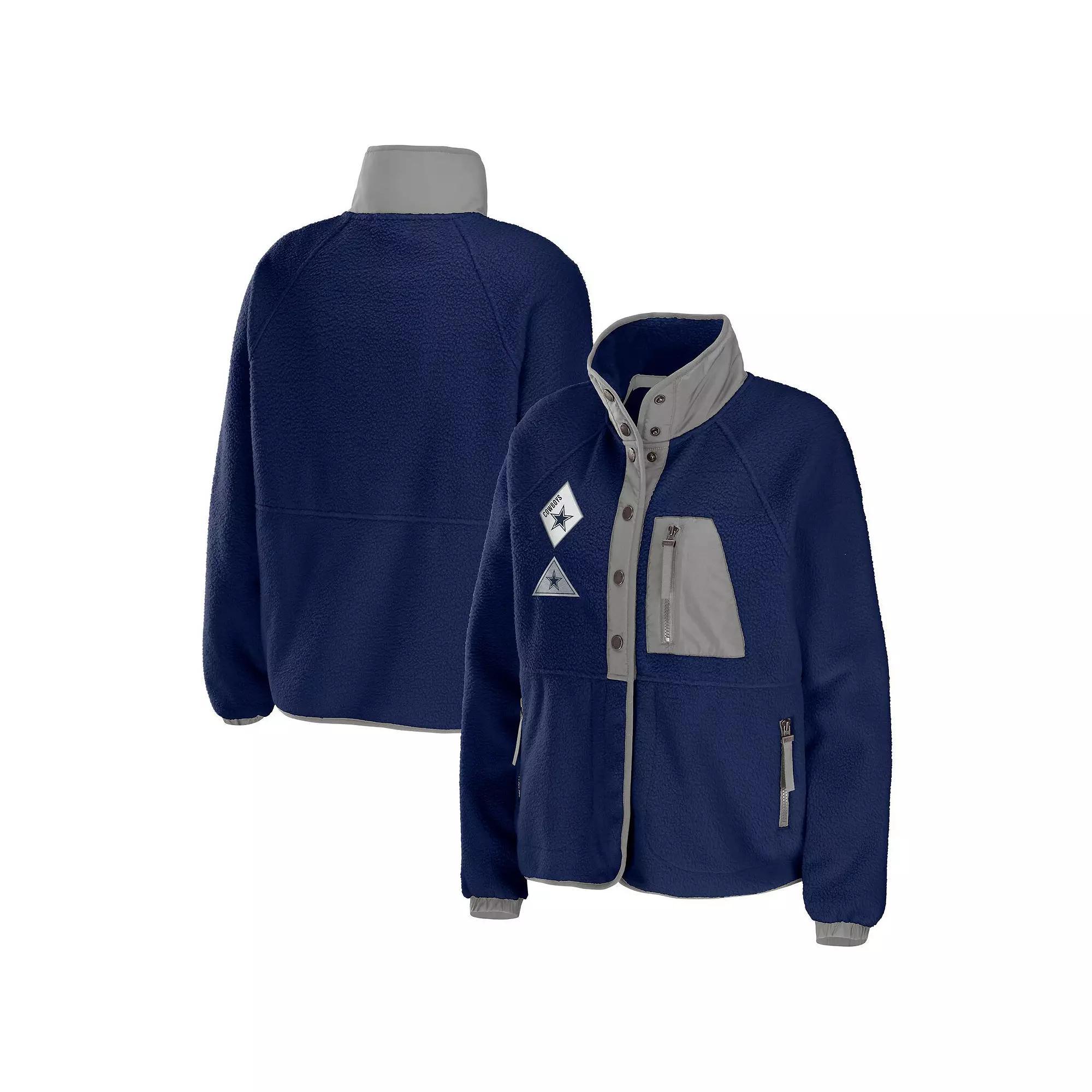 Women's WEAR by Erin Andrews College Navy Seattle Seahawks Polar Fleece Raglan Full-Snap Jacket,  Product Image