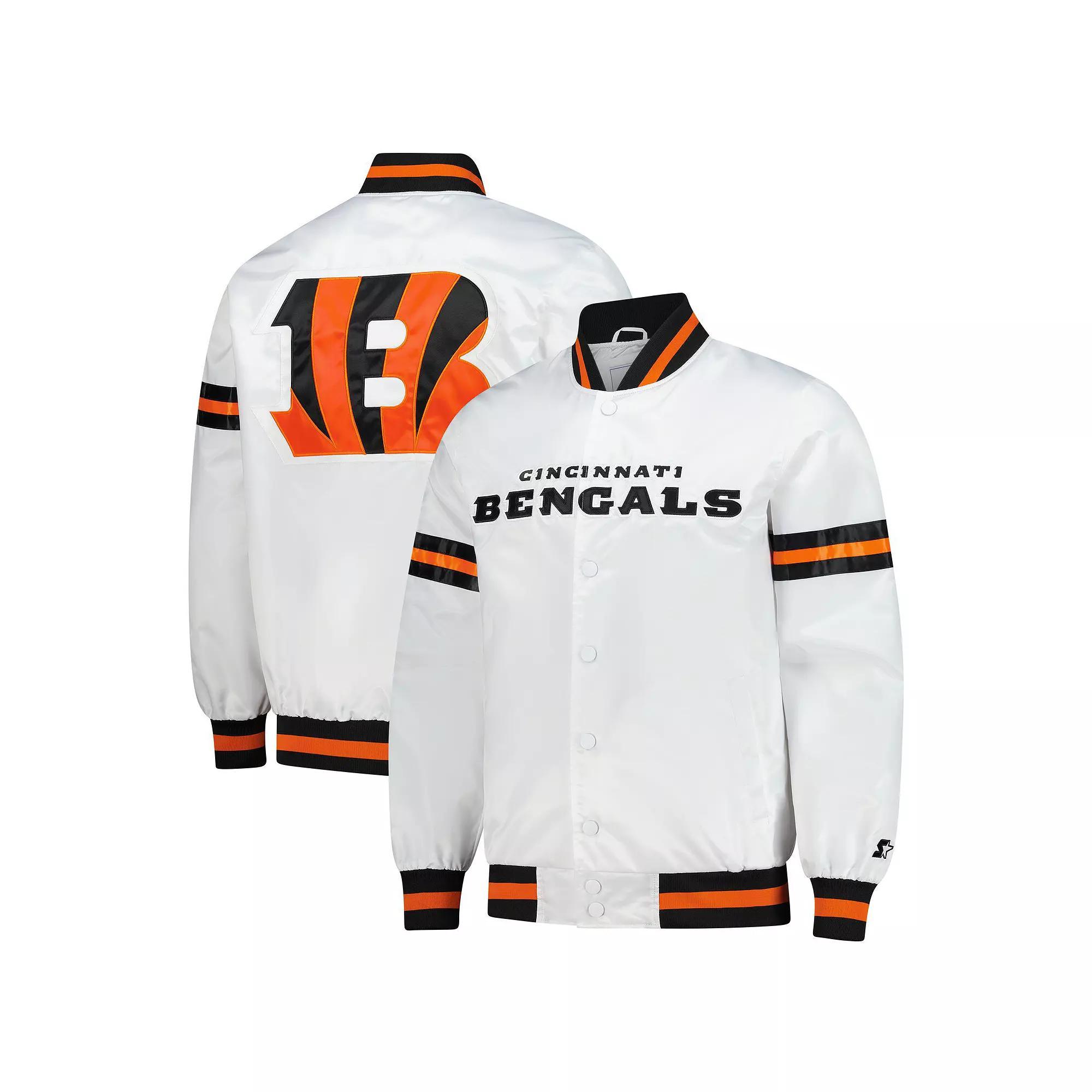 Men's Starter White Cincinnati Bengals Scout Full-Snap Varsity Jacket,  Product Image