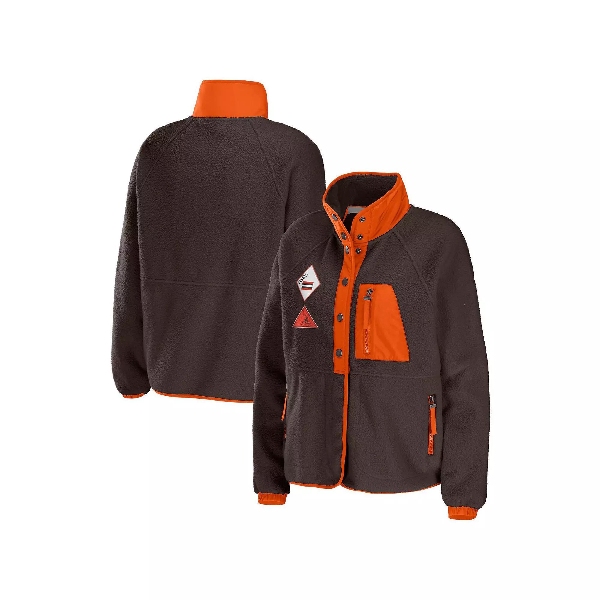 Women's WEAR by Erin Andrews Navy Chicago Bears Polar Fleece Raglan Full-Snap Jacket,  Product Image