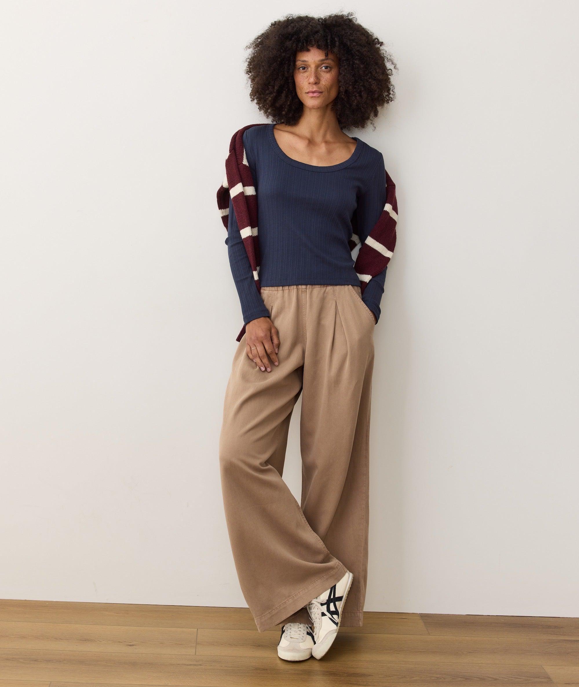 Lexi Rib Pointelle Longsleeve Scoop Tee Product Image