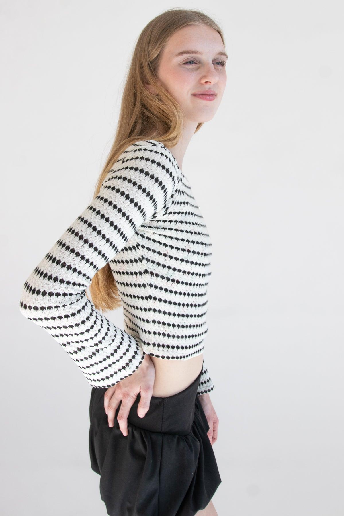 Bell Sleeve Striped Knit Top Product Image