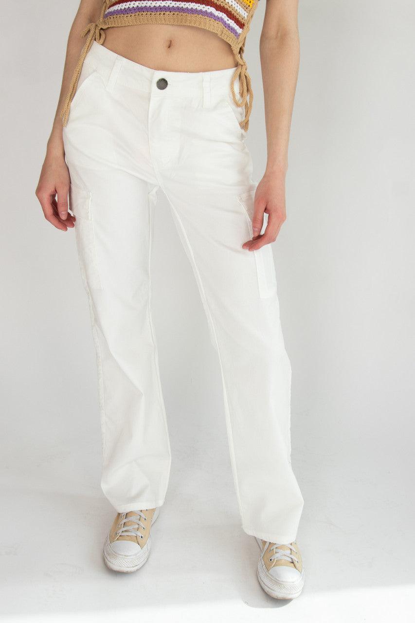 White Cargo Pants Product Image
