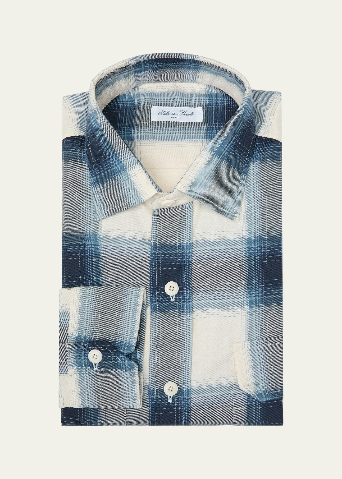 Mens Cotton Plaid Casual Button-Down Shirt Product Image