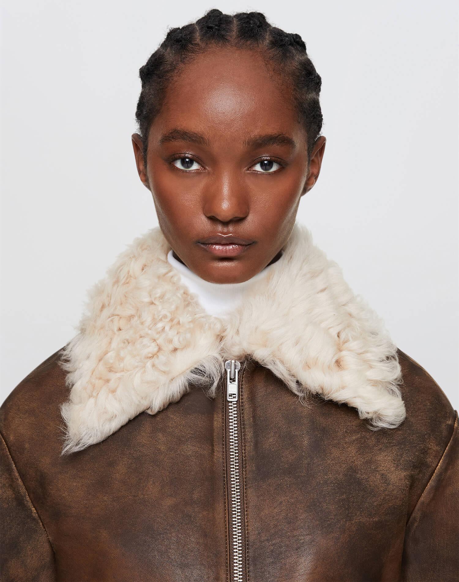 Distressed Aviator Shearling - Brown Product Image