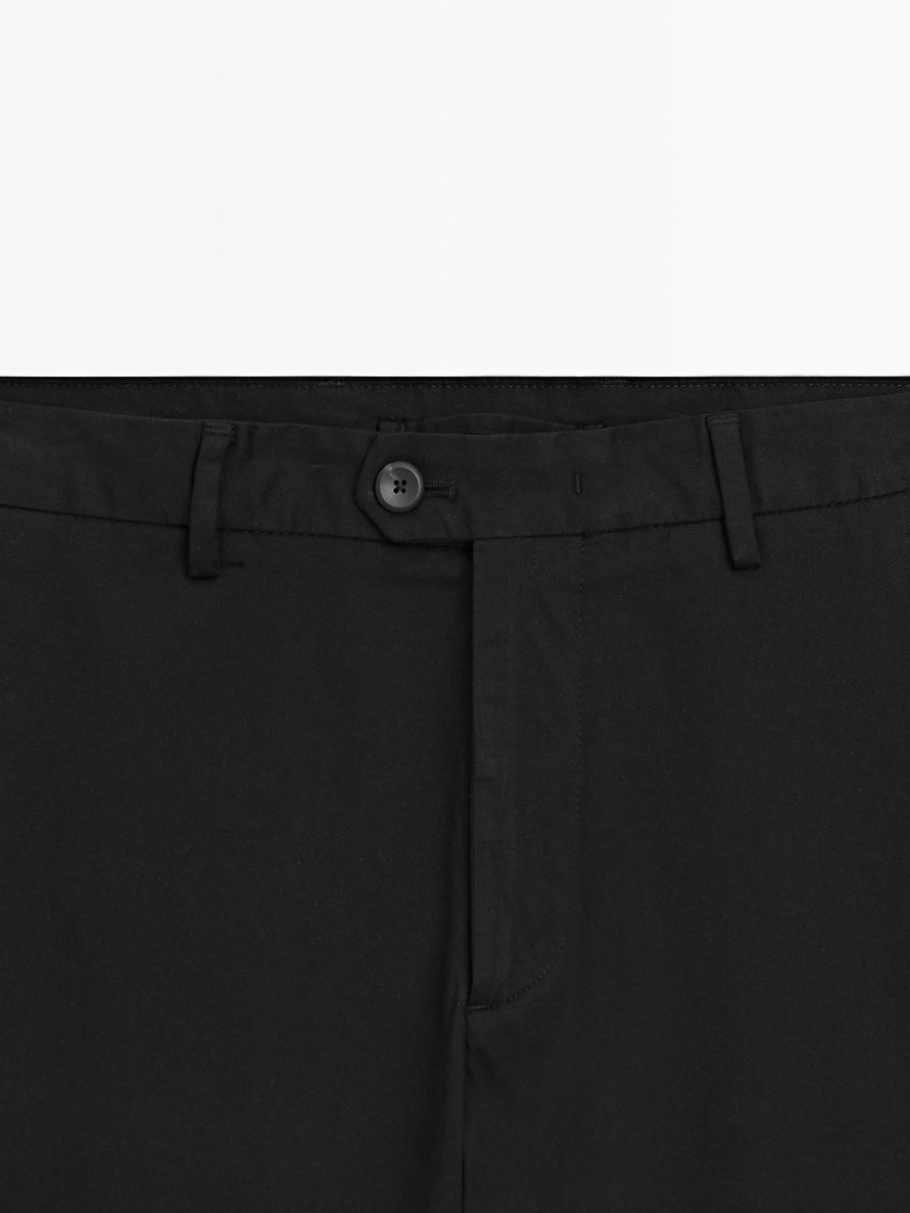 Cotton blend slim fit trousers Product Image