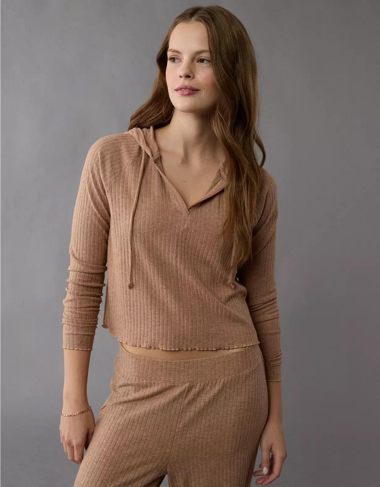 AE Cropped Sweater Lounge Hoodie Product Image