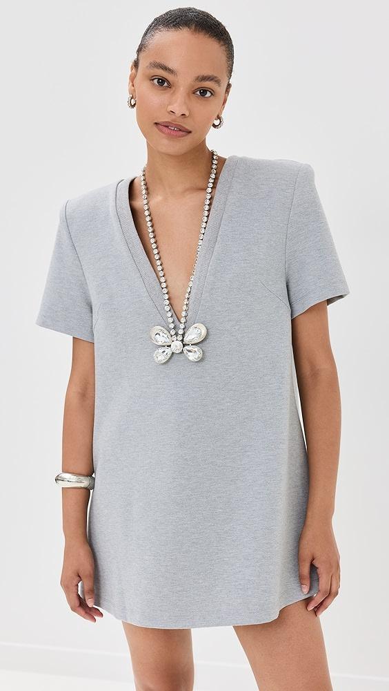 AREA Crystal Butterfly V Neck T-Shirt Dress | Shopbop Product Image