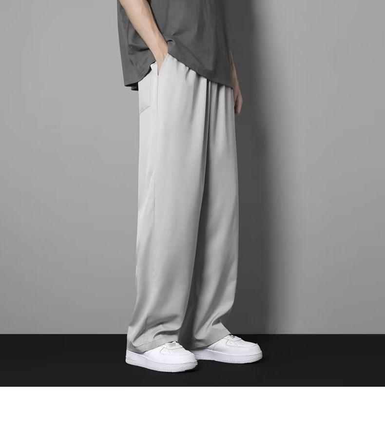 Mid Rise Plain Loose Fit Pants / Drawstring Waist Cropped Harem Pants Product Image