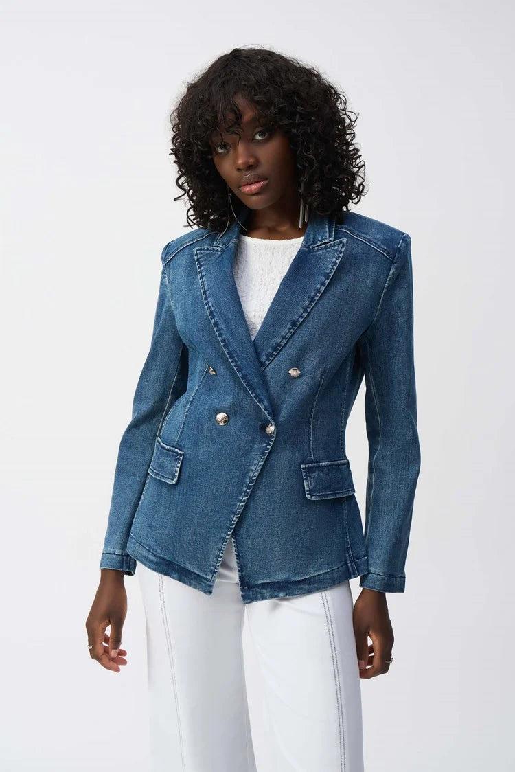 Double Breasted Denim Jacket Product Image