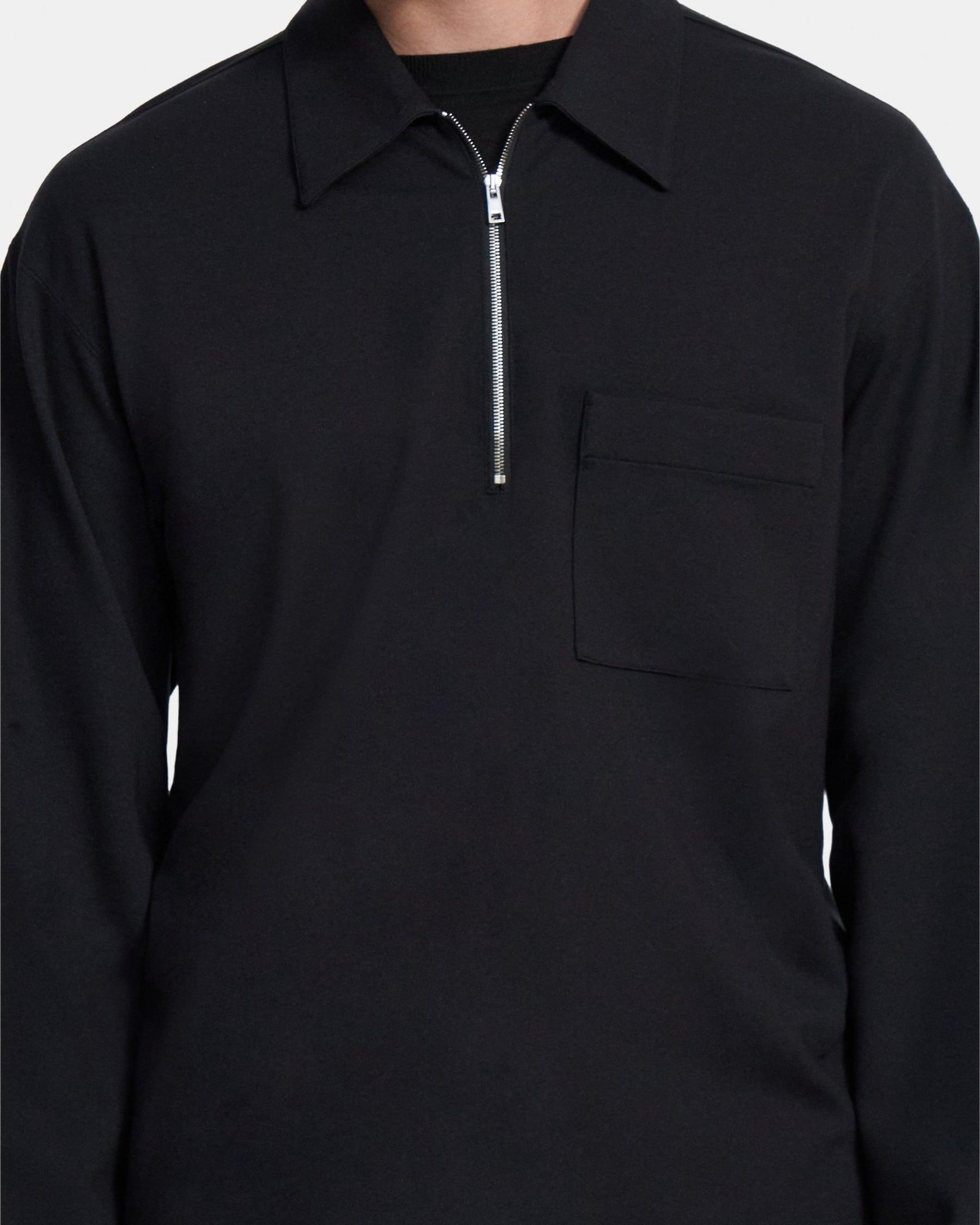 Long-Sleeve Polo in Stretch Jersey Product Image