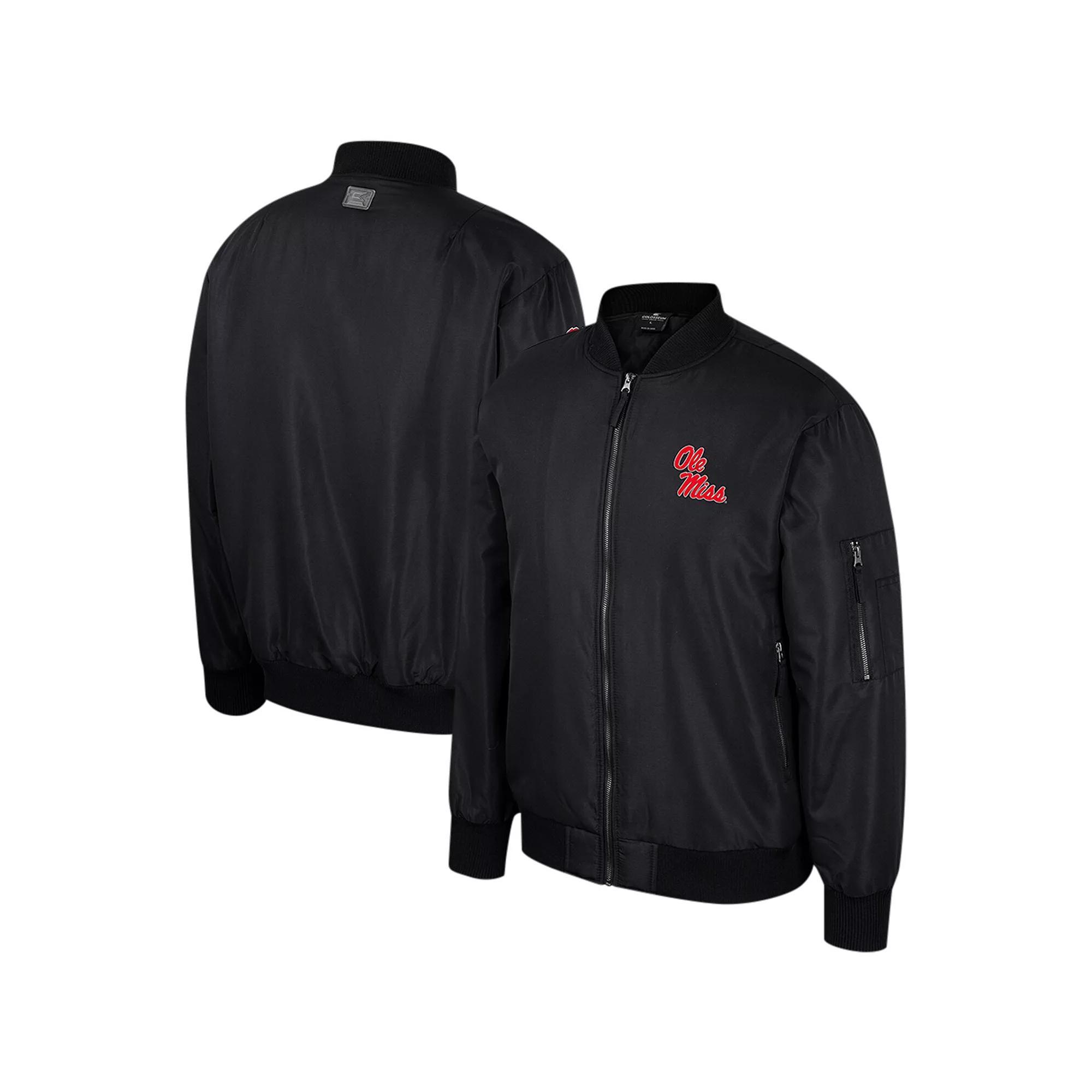 Men's Colosseum Black Mississippi State Bulldogs Full-Zip Bomber Jacket,  Product Image