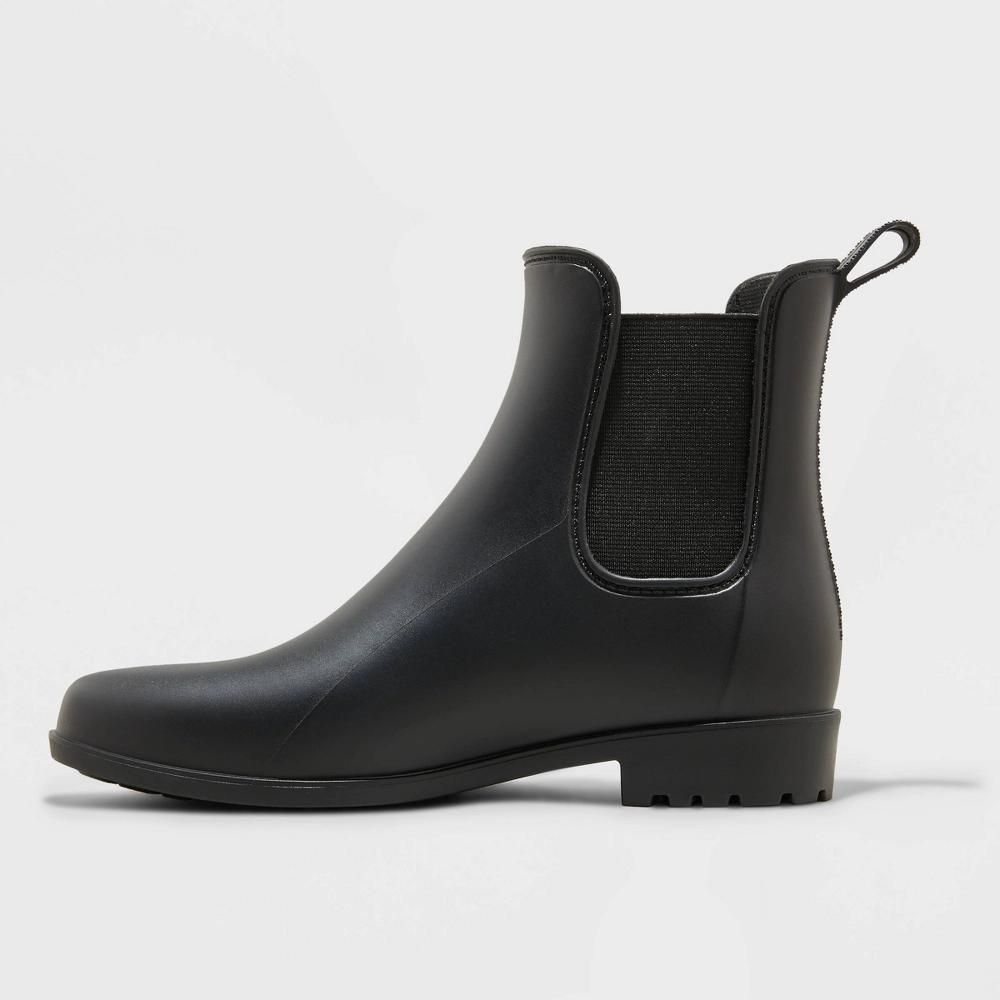 Womens Chelsea Rain Boots - A New Day Black 6 Product Image