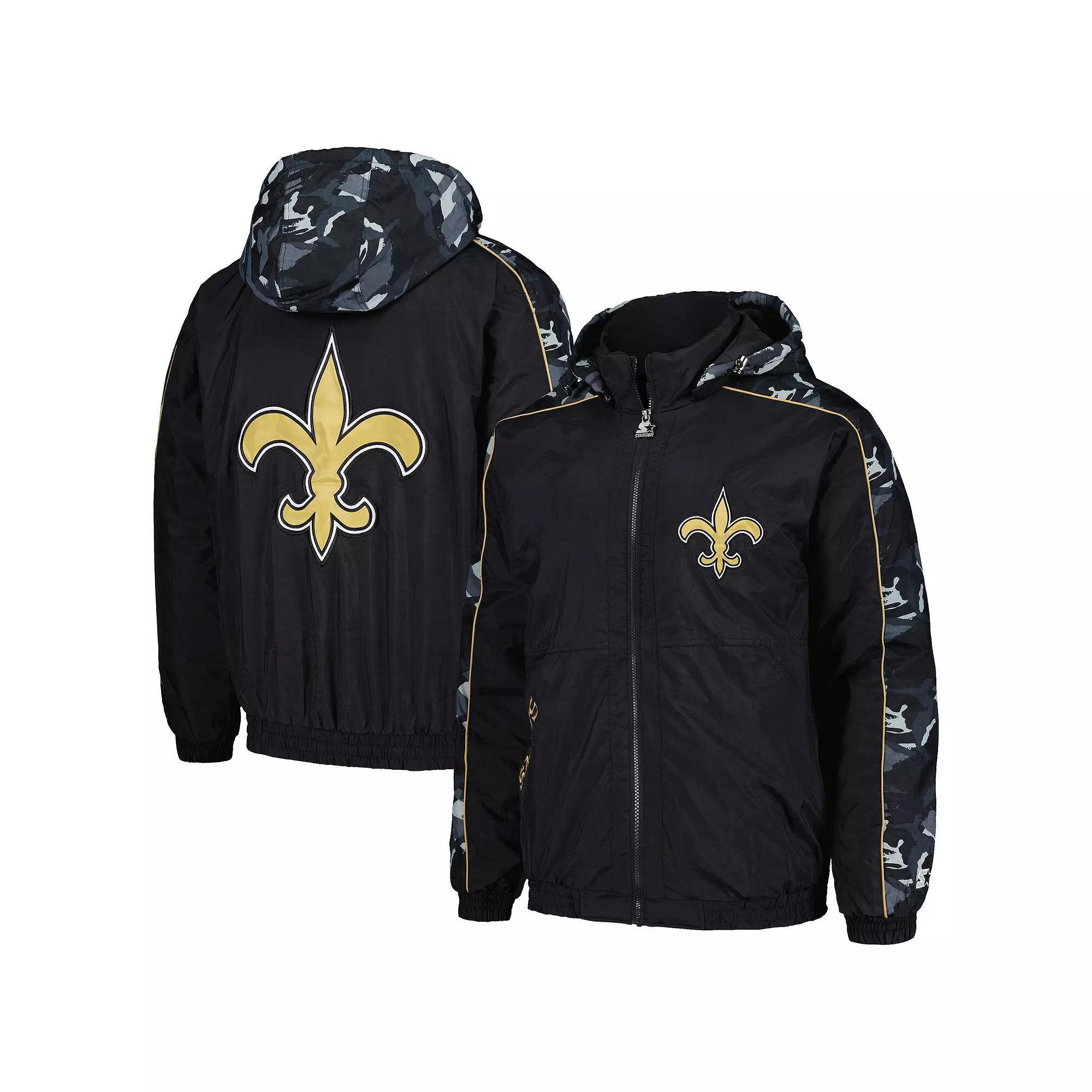 Men's Starter Black New Orleans Saints Thursday Night Gridiron Full-Zip Hoodie,  Product Image