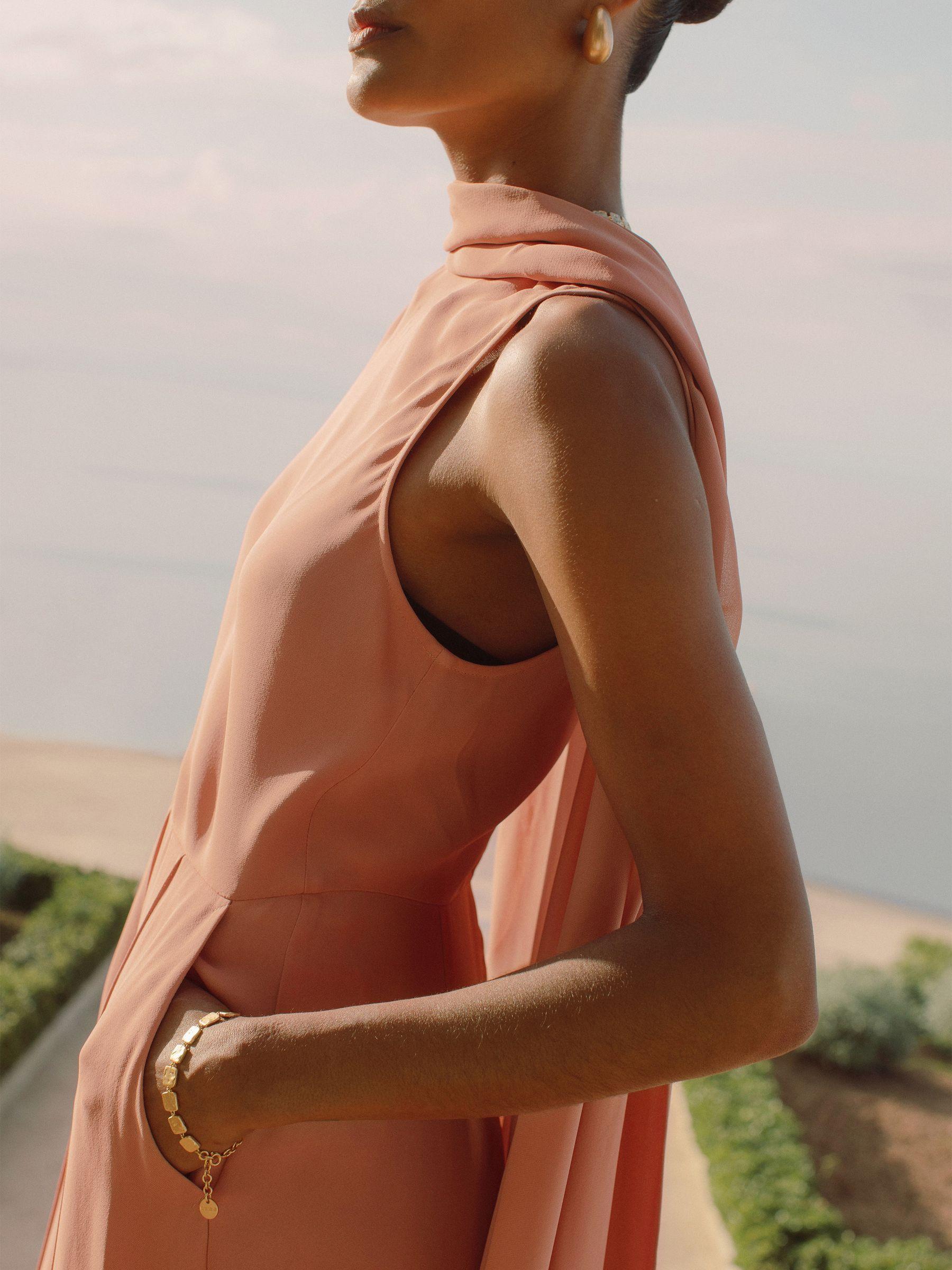 Wide-Leg Cape Jumpsuit in Pink Product Image