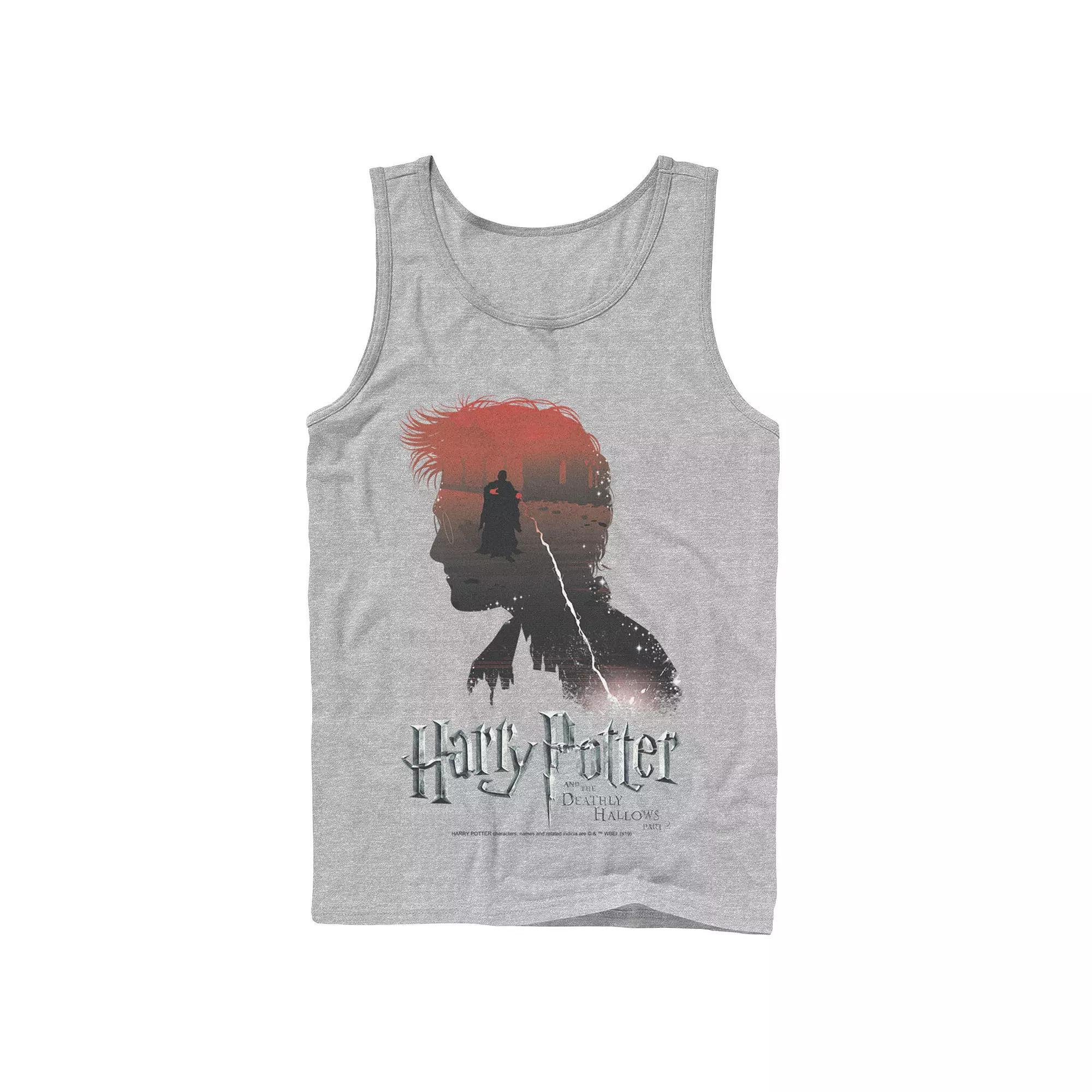 Men's Harry Potter Deathly Hallows Voldemort Silhouette Fill Tank Top, Size: XXL, Athletic Grey Product Image