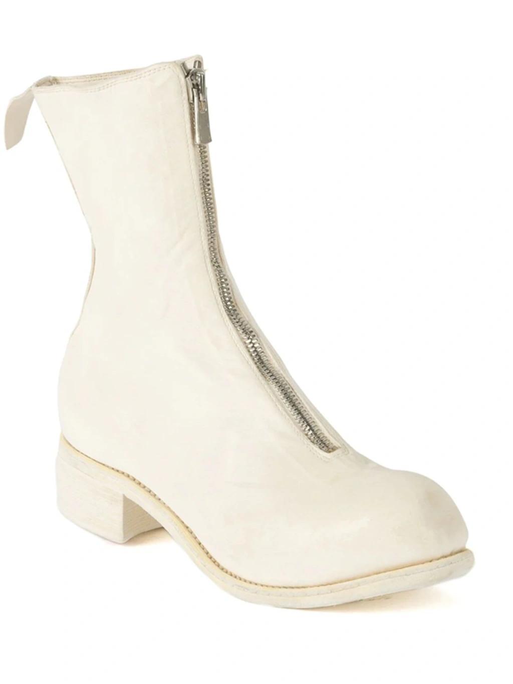 GUIDI Zipped Ankle Boots In Co00t White Product Image