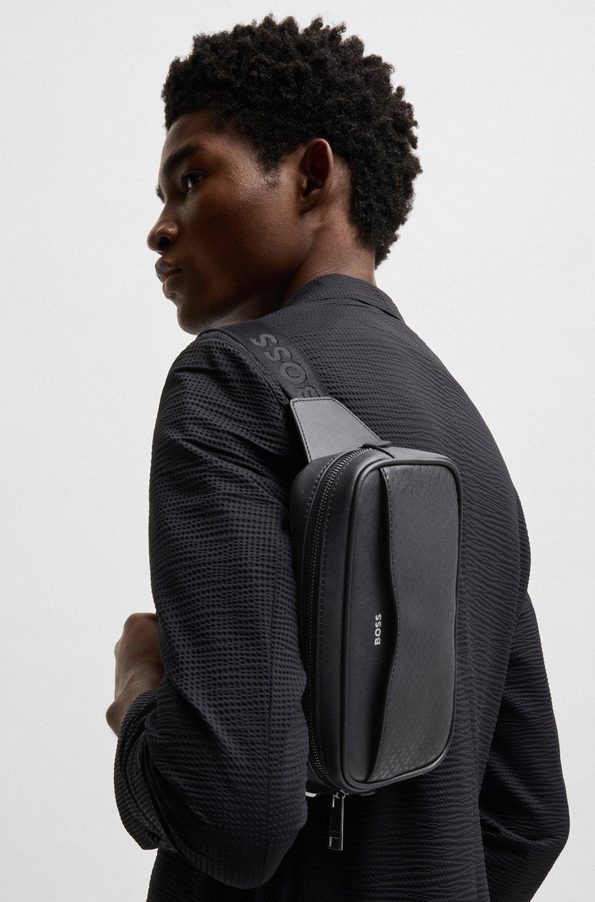 BOSS - Structured belt bag with monogram pattern - Black Product Image