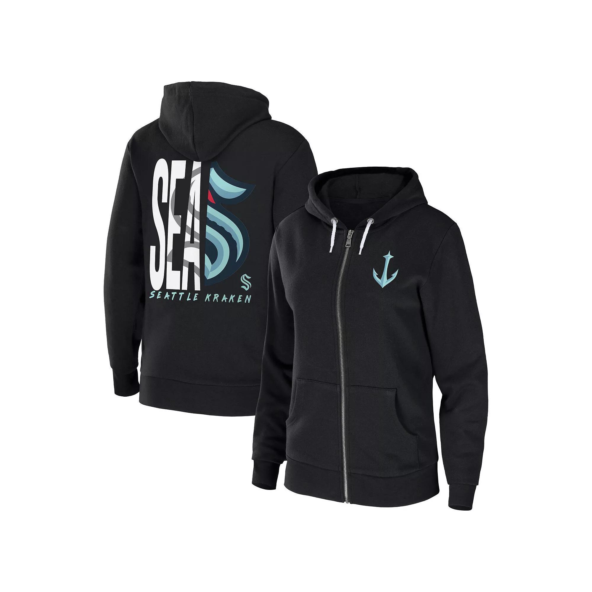 Women's WEAR by Erin Andrews Black Seattle Kraken Sponge Fleece Full-Zip Hoodie, Size: Small, Krk Black Product Image