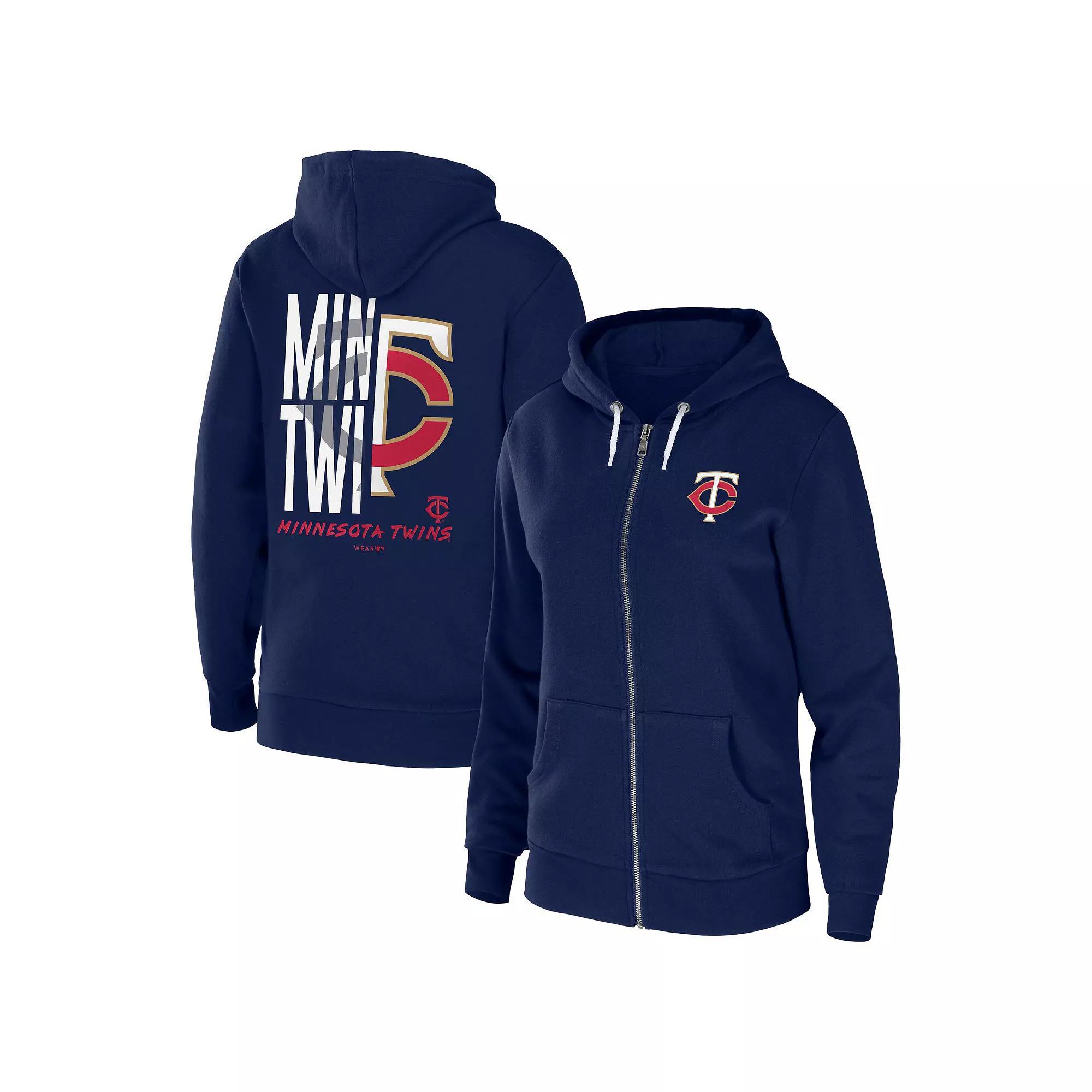 Women's WEAR by Erin Andrews Navy Minnesota Twins Sponge Fleece Full-Zip Hoodie,  Product Image