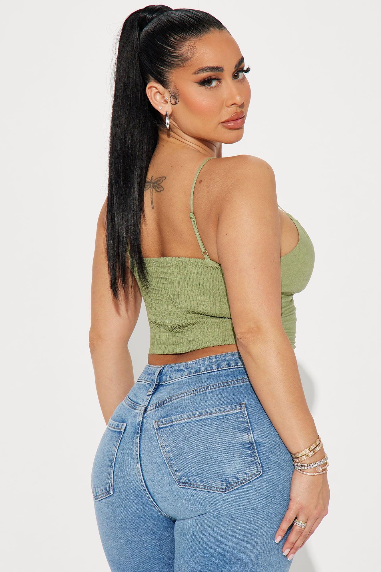 My Way Linen Top - Green Product Image