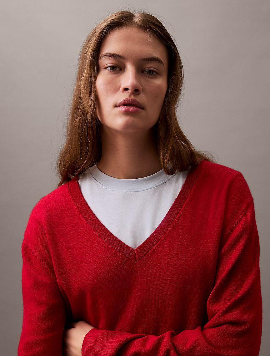Extra Fine Merino Blend V-Neck Sweater Product Image