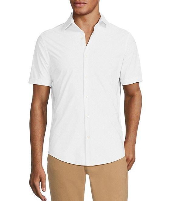 Murano Slim Fit Solid Heather Short Sleeve Woven Shirt Product Image