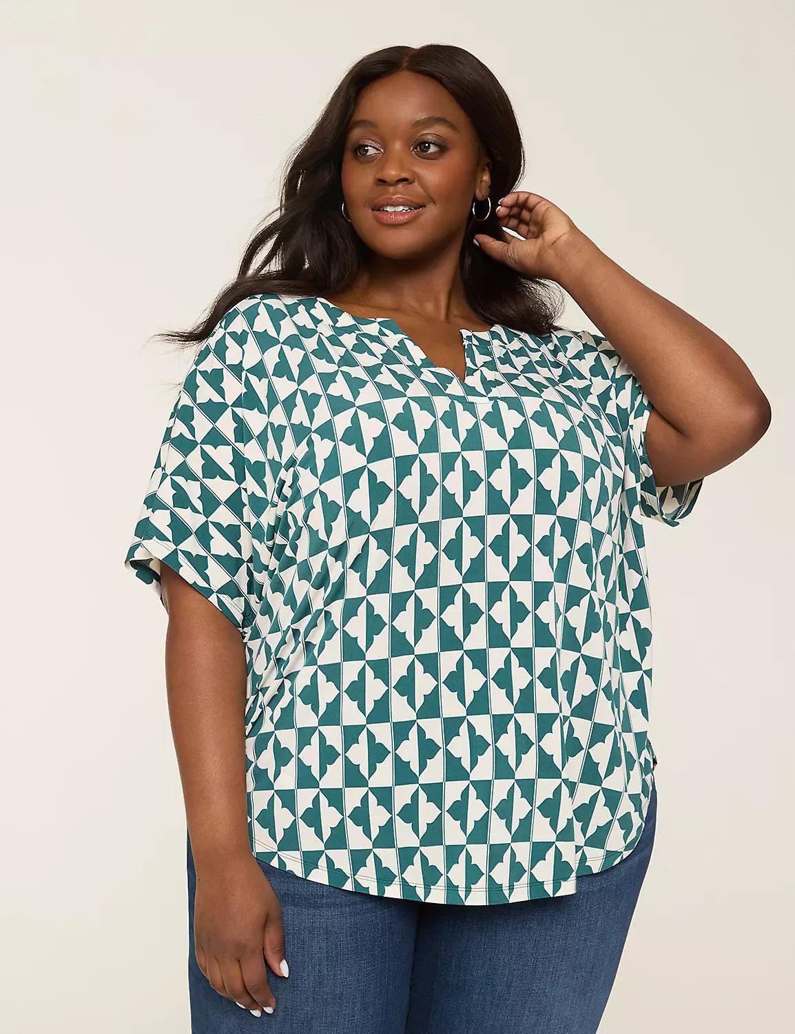 Dolman-Sleeve Notch-Neck Top Product Image