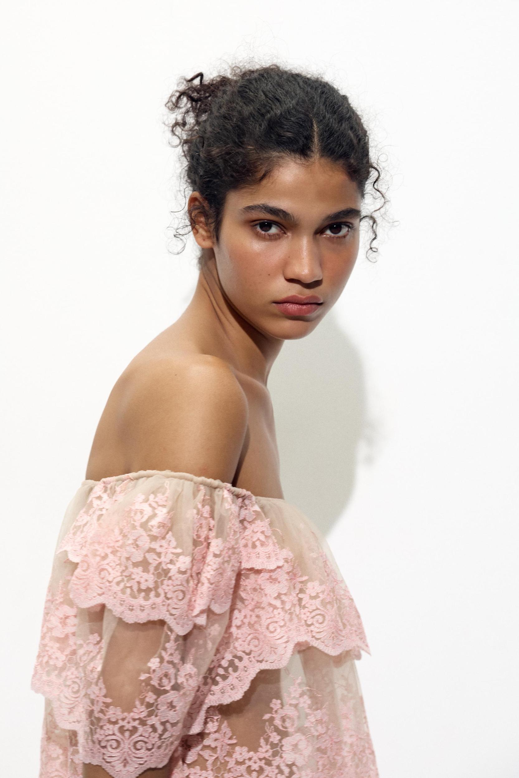 EMBROIDERED RUFFLED TOP Product Image