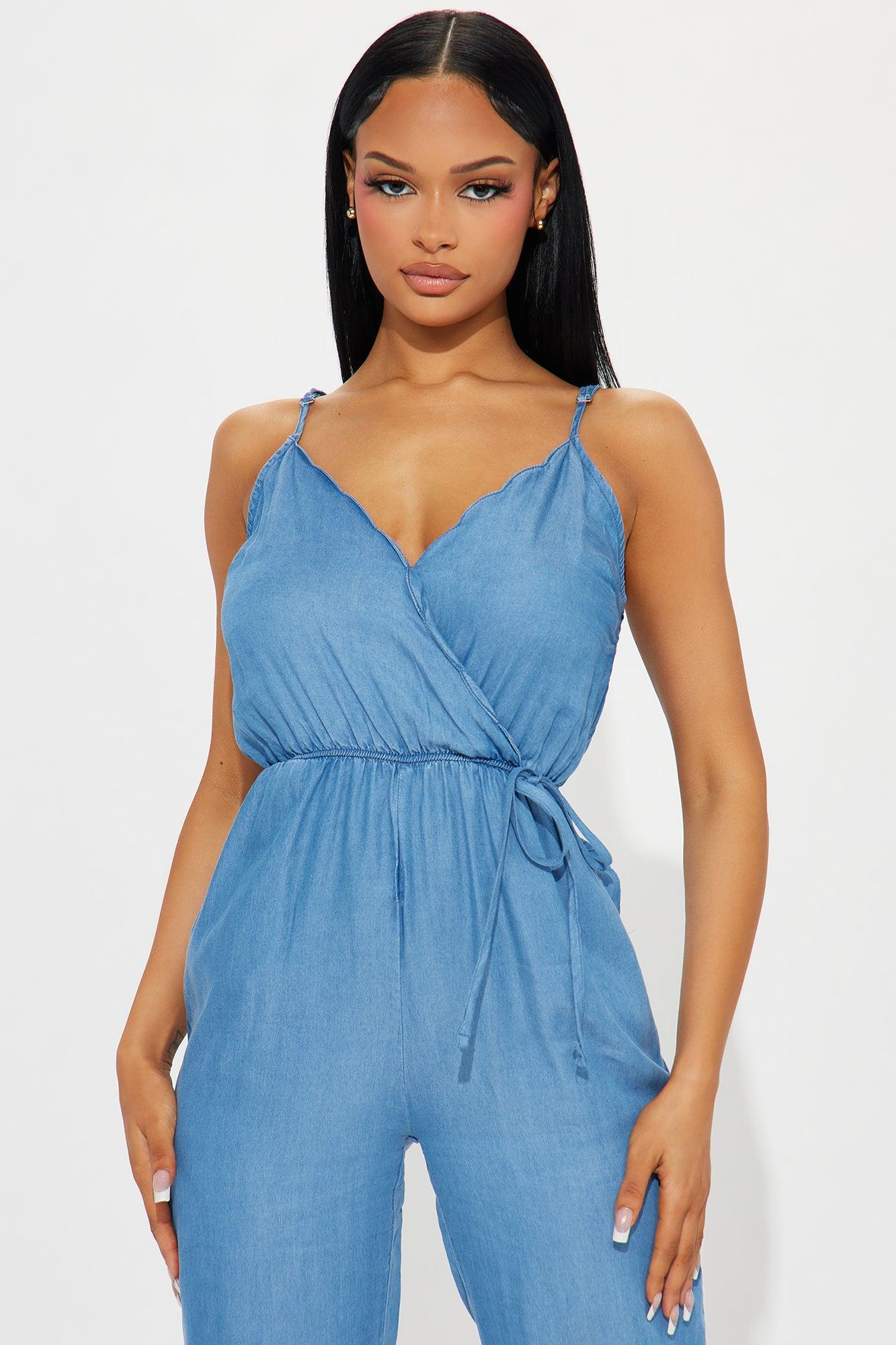 Crave You Chambray Jumpsuit - Medium Wash Product Image