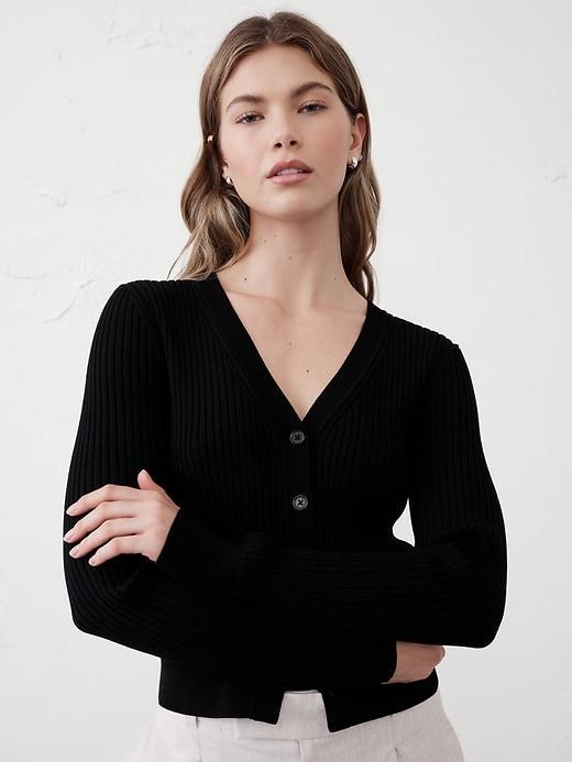 Ribbed Cardigan Sweater Product Image