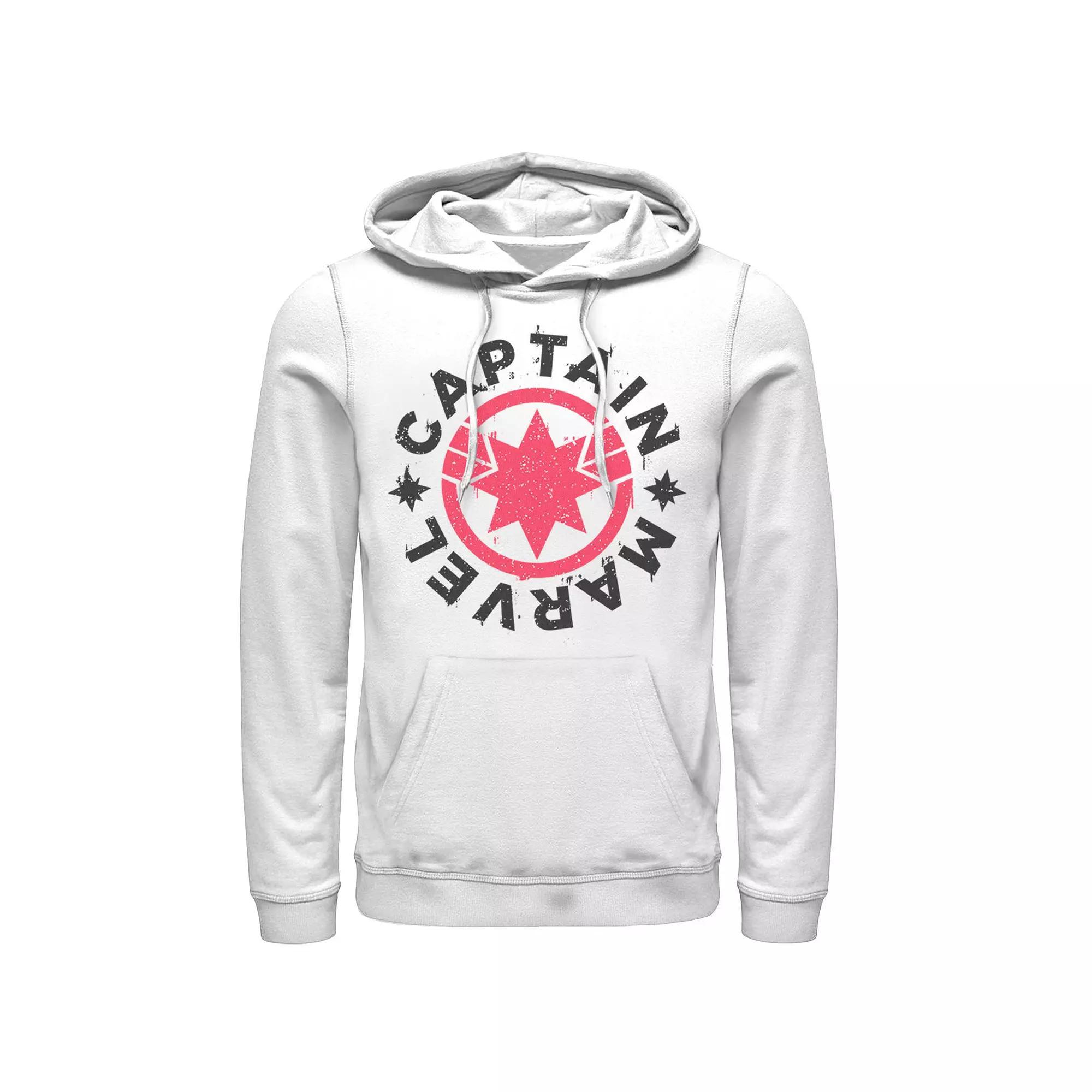 Men's Marvel Captain Marvel Movie Circle Red Logo Pullover Hoodie, Size: Medium, White Product Image