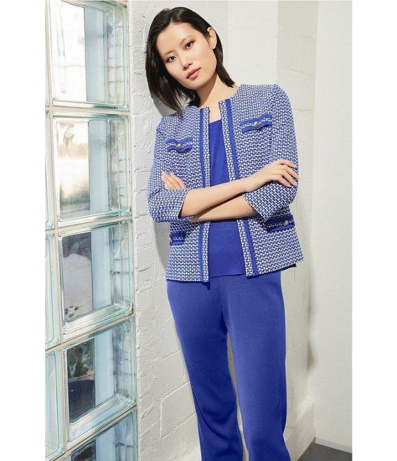 Ming Wang Woven Slim Straight Leg Elastic Waist Cropped Pull-On Pants Product Image